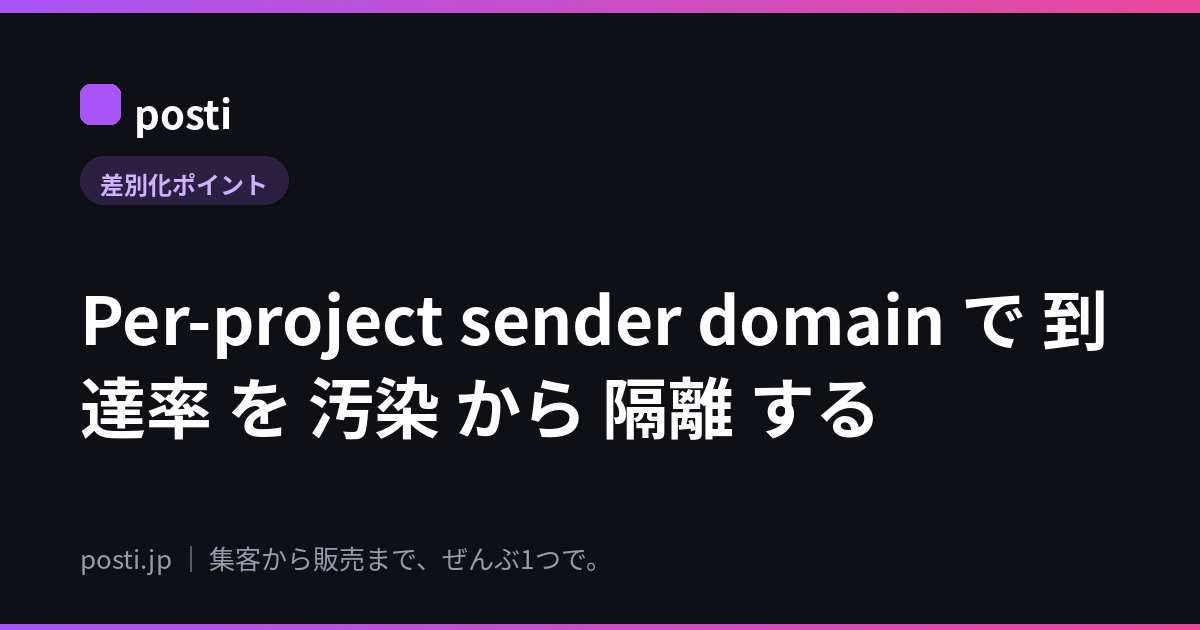 Per-project sender domain で 到達率 を 汚染 から 隔離 する