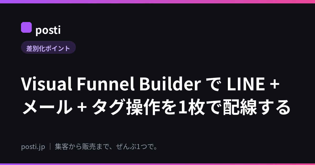 Visual Funnel Builder で LINE + メール + タグ操作を1枚で配線する