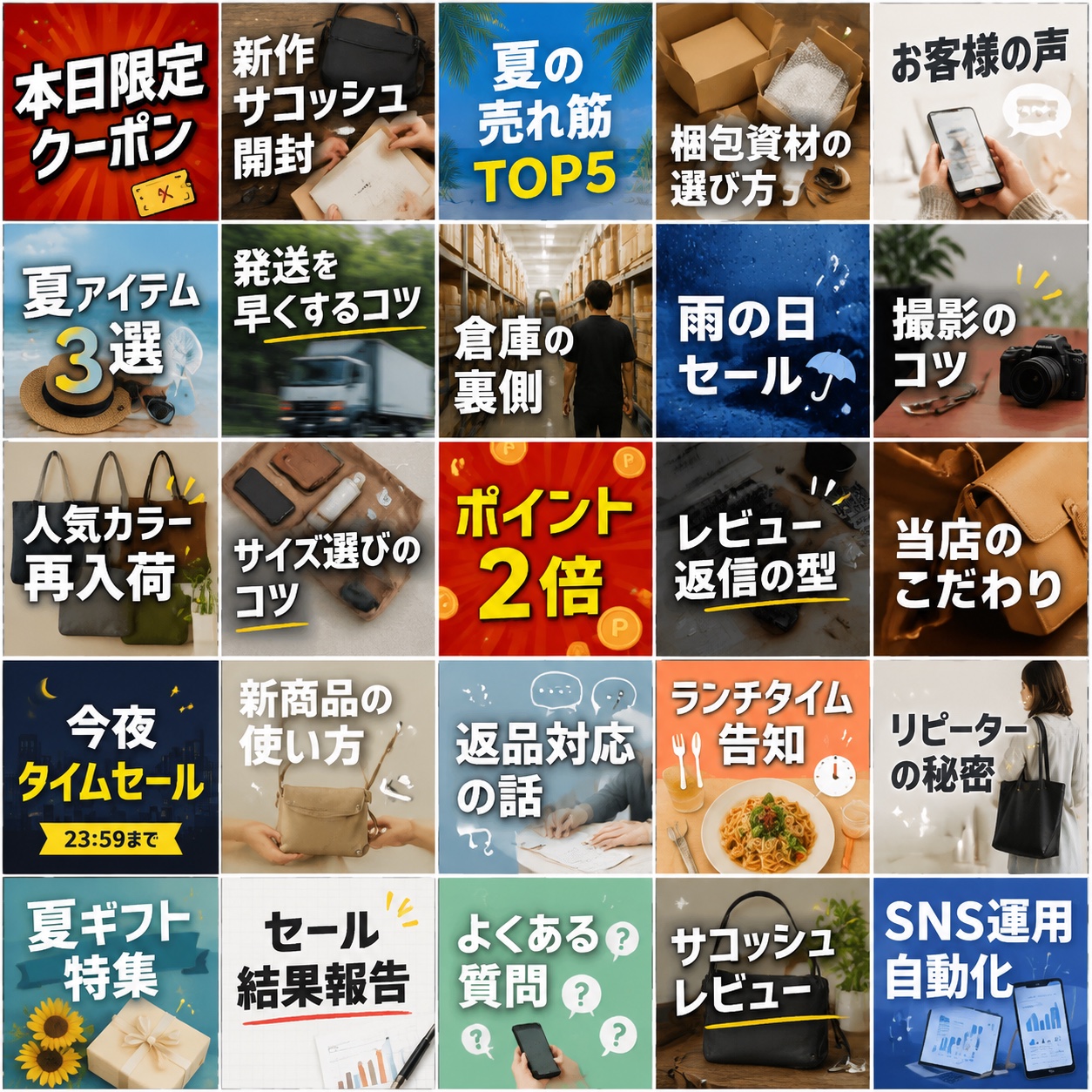 PostiのAI画像生成で作った投稿サムネイル25種の例